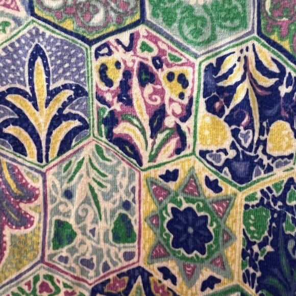 Talbots Sweater Women’s Large Blue Print Crew Neck Cotton Long Sleeve Pullover - Picture 7 of 9